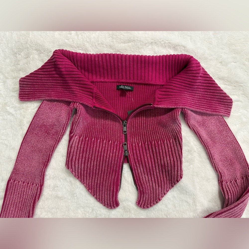 Wild Fable Women's Fuchsia Cropped Cardigan Zip-up Sweater Size XXS NEW